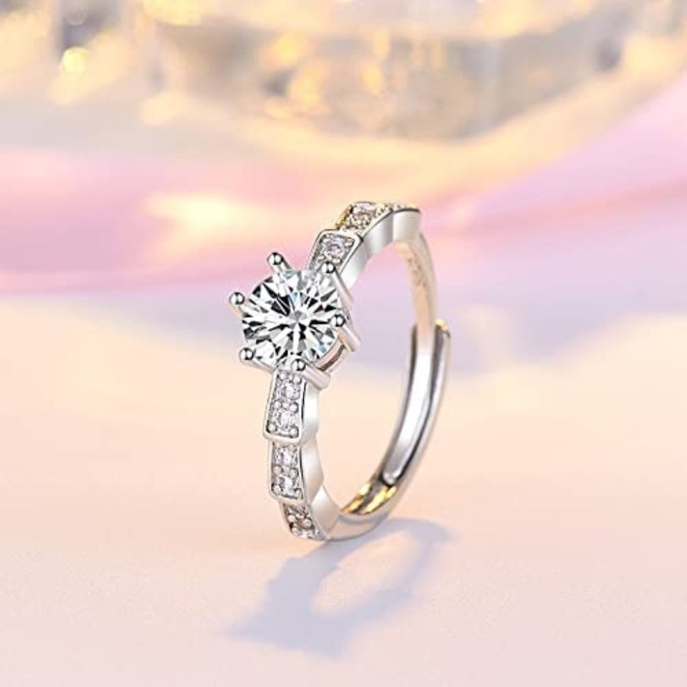 Certified 1ct. t.w. Diamond Engagement Ring 18k White Gold over Italy Silver - Picture 4 of 16